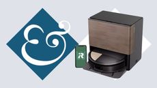 iRobot Roomba Max 705 Combo robot vacuum and cleaning station on tile background with Homes & Gardens '&' symbol.